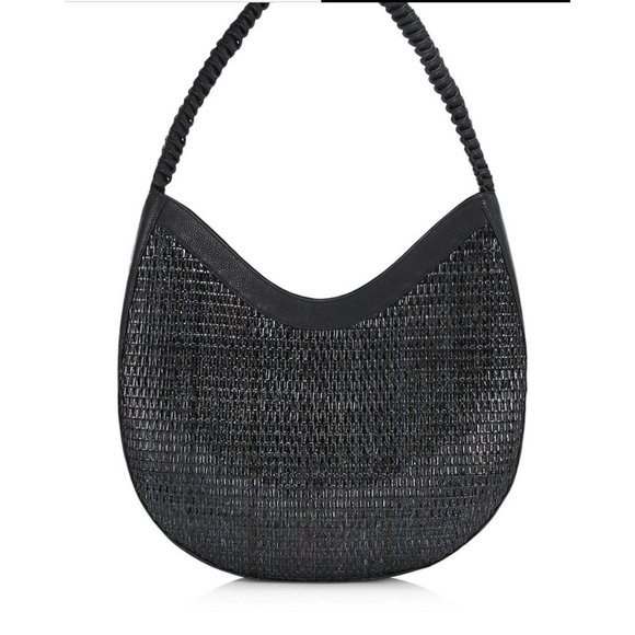 Nancy Gonzalez Spring 2021 Large Bogota Wicker & Leather Hobo Bag Black $1,950 - Picture 1 of 6